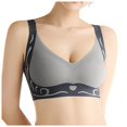 thumbnail image 5 of KHONTS Seamless Wireless Push up Bras for Women Soft Comfy Bra Padded Graphic Printed Gathering Bralettes for Everyday Wear Grey XL, 5 of 5