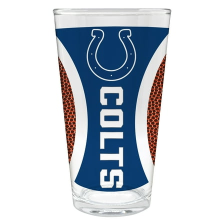 Indianapolis Colts 16 ounce team pint glass with Gameball graphic