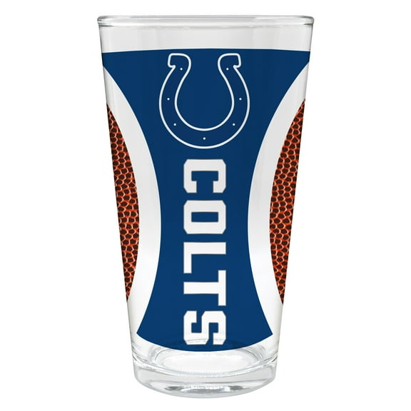 Indianapolis Colts 16 ounce team pint glass with Gameball graphic