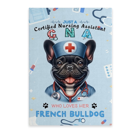 Just a Certified Nursing Assistant Cna Who Loves Her French Bulldog Vertical Matte Canvas Poster Dog Lover Gifts Wall Art Home Decor - 00003