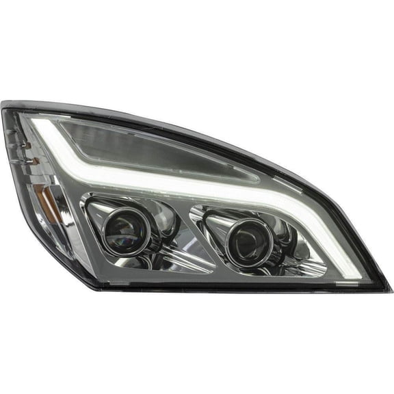 For Freightliner Cascadia 2018 2019 2020 2021 Headlight Passenger Side | LED High/Low Beam | Chrome Housing | LED Version Only