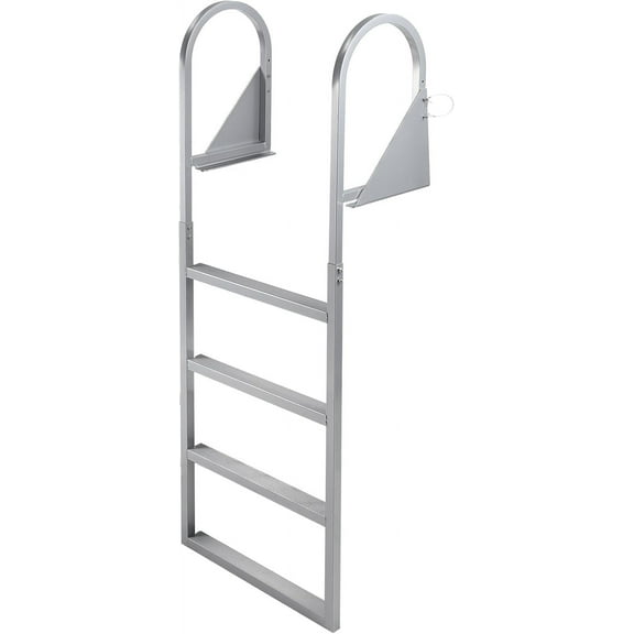 Flip Up Dock Ladder 4 Steps,Pontoon Boat Ladder with Anti-Corrosion 6063 Aluminum & Upgraded Widen Nonslip,350lbs Marine Pontoon Boat Dock for Lake/Pool/Boarding/RV.Straight Ladder