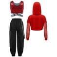thumbnail image 2 of Miutii Kids Girls Dance Clothing Set Hip Hop Modern Jazz Performance Costume 3 Pieces Active Outfit Tracksuit Red 16, 2 of 5