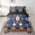 thumbnail image 3 of Homewish Bohemian Aztec Triangle Bedding Comforter Set 7pcs, Blue Brown Southwestern Style King Bedding Sets, Teens Kids Women Men Reversible Bed Sheets, Microfiber Bedroom Decor, 3 of 8