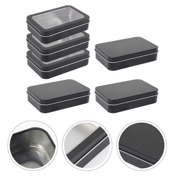 unbranded 6Ud Caja Metálica Para Guardar Y Accesorios Con Tapa Clara Negro