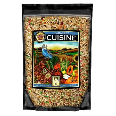 LEACH GRAIN & MILLING CO. Parakeet Cuisine Bird Food, 4 lb Bag Premium Parakeet Seed Mix with Grains, Millet, and Nutrients, Healthy Daily Diet for Parakeets, Budgies, Small Parrots & Pet Birds