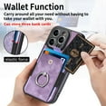 thumbnail image 2 of ELEHOLD Wallet Case for iPhone 14,with Card Holder 360° Rotation Ring Holder Stand Function Shockproof Anti-Scratch Protective Luxury Leather Purse Case,purple, 2 of 8
