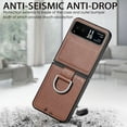 thumbnail image 2 of Feishell for Motorola Razr 40 Case with Ring,Ultra Thin Lightweight Fashionable Folding Shockproof Slim Premium PU Leather Anti-Scratch Protective Phone Cover,Brown, 2 of 6