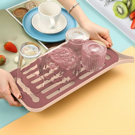 

SSZMDLB Menos de 10 $ Bienes para el hogar Bandeja de drenaje para tazas Bandeja para sala de estar doméstica Bandeja de té rectangular Bandeja de frutas Cesta de drenaje de plástico Estante para