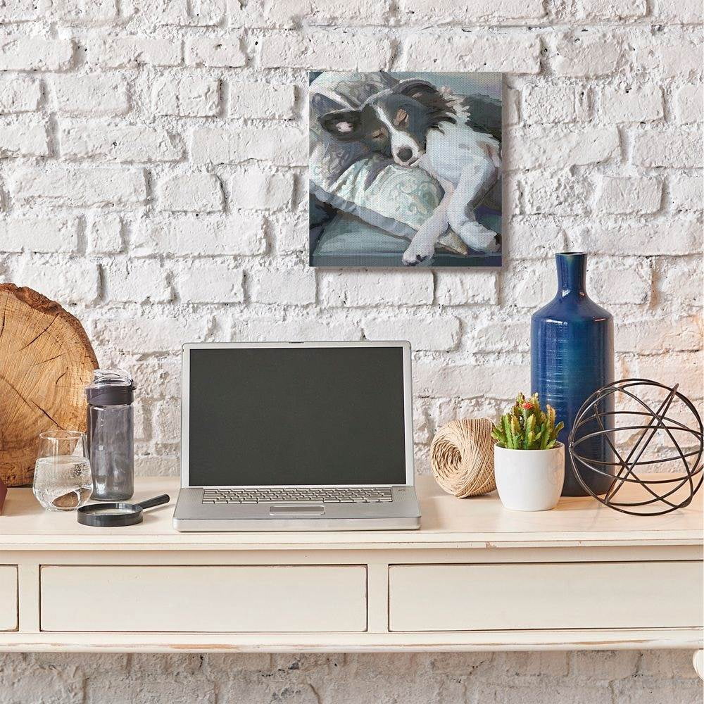 Stupell Industries Dog Sleeping Animal Pet Blue Painting Canvas Wall Art by Art Licensing Studio