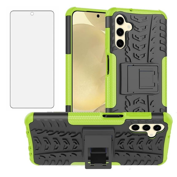 Asuwish Compatible with Samsung Galaxy S24/S25 5G Phone Case Tempered Glass Screen Protector Slim Stand Hybrid Heavy Duty Rugged Protective Cell Cover for S 24 24S 25 25S G5 Women Men Green