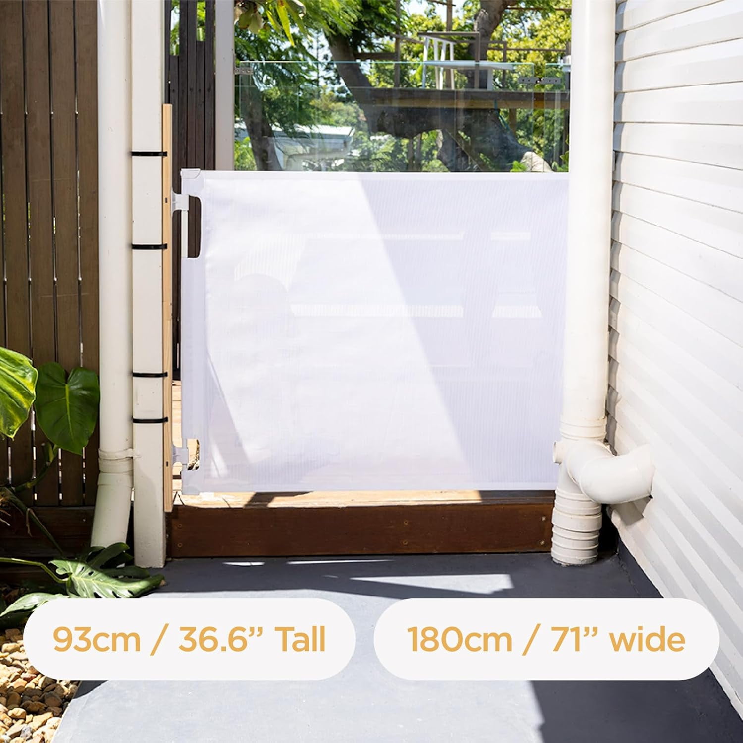 Philowng Retractable Safety Gate, 36.6" High Extends up to 71" Wide, White