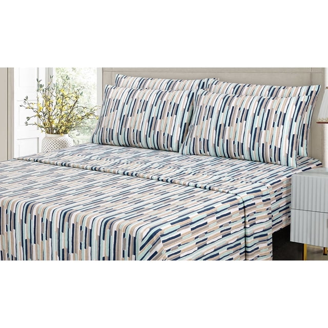 Cotton House - Flannel Sheet Set, 100% Cotton, Twin Size, Rain Design