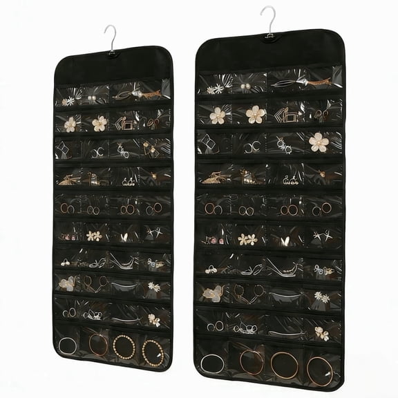 2PCS Hanging Jewelry Organizer, 160 Pockets, Organizer for Holding Jewelries, Hangs Bracelets, Watches, Rings and Earrings