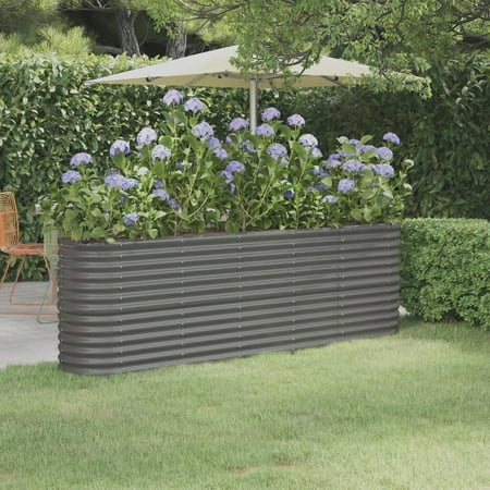 OWSOO Garden Raised Bed Powder-coated Steel 88.2 x15.7 x26.8  Gray