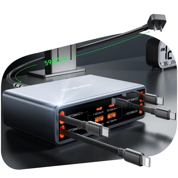 Cargador HATALKIN 8 en 1 de 105 W USB-C GaN de carga rápida