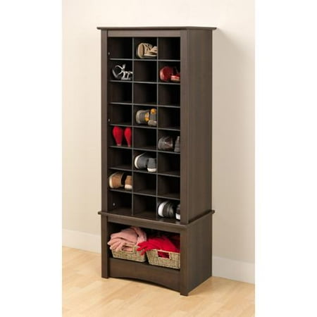 Prepac Espresso Tall Shoe Cubbie Cabinet