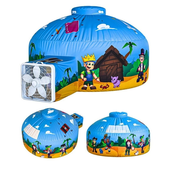 Skywin Air Tent Playhouse for Kids - 77x50 Inches Inflatable Kids Tent Sets Up and Stores Away in Seconds (Fan NOT Included) (Blox-Style)