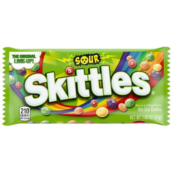 Skittles Sour Candy Full Size 1.8 oz Pack of 2