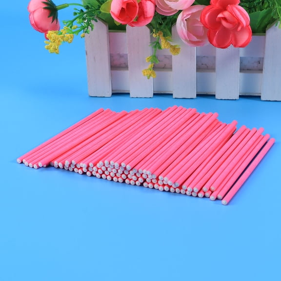 Raindrops 100pcs Paper Lollipop Sticks Cake Sticks for Birthday Party DIY Craft Project Rosy