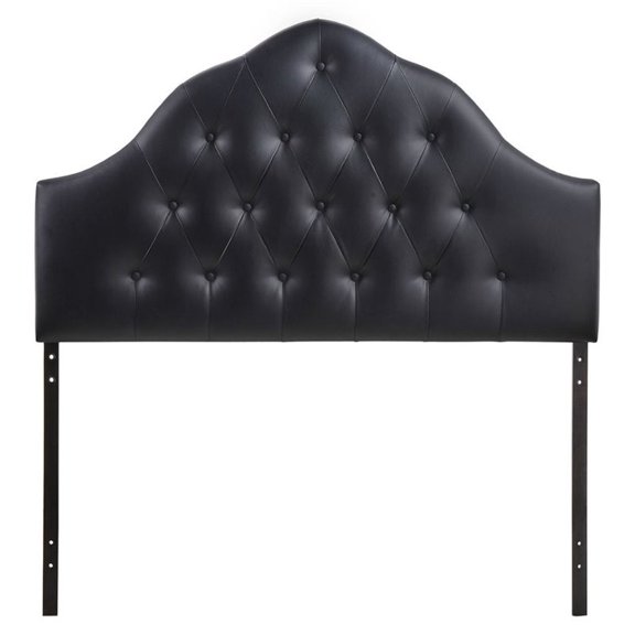 Hawthorne Collection Queen Vinyl Tufted Panel Headboard in Black