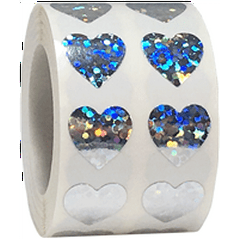 19mm/0.75inch - Royal blue glitter Tiny Heart Stickers