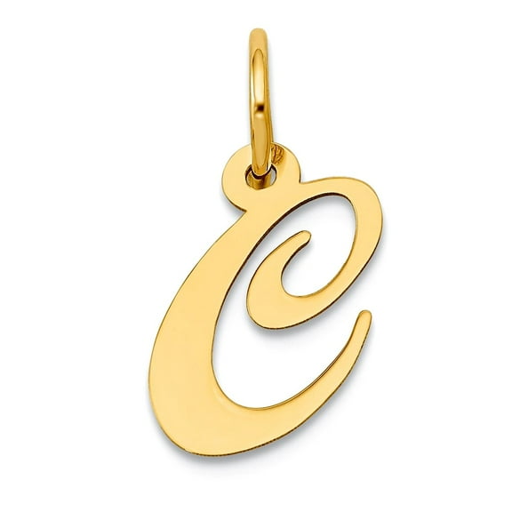 14k Yellow Gold Solid Polished Laser-cut Small Fancy Script Letter Name Personalized Monogram Initial C Charm 15x13.1mm