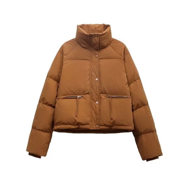 Estilo de ropa de algodón para mujer fuera de temporada, ropa de invierno, abrigo corto y grueso, abrigo pequeño de cintura alta con relleno de algodón