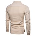 thumbnail image 2 of OmicGot Spring New Men's Cotton Linen T shirts Chinese Style Slim Fit Long Sleeve Tops Men Solid Color Breathable Linen shirt, 2 of 6