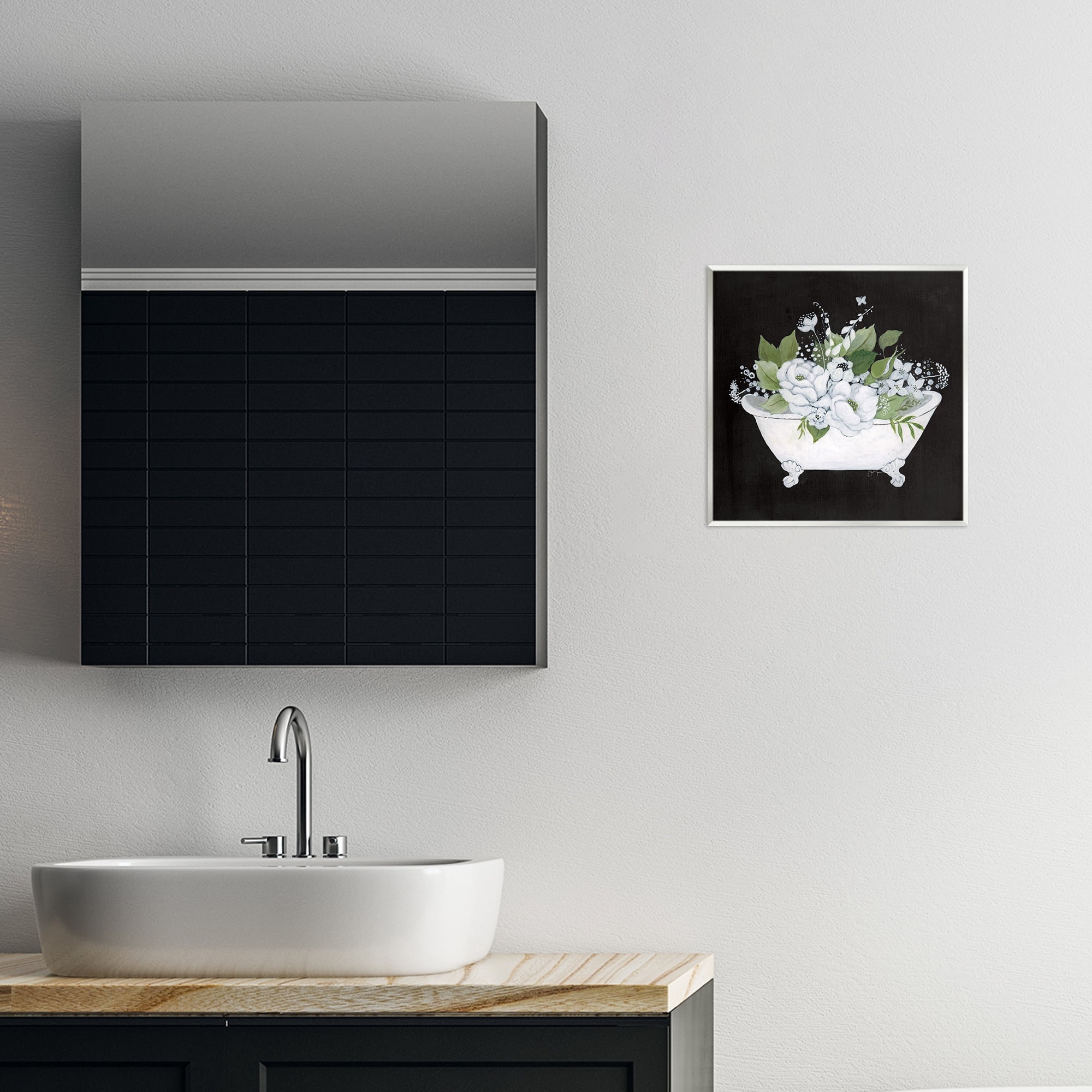 Stupell Industries Charming Floral Bathtub Typography Painting Unframed Art Print Wall Art, 12 x 12