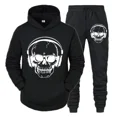 thumbnail image 2 of Chándal informal para hombre, divertido traje deportivo con capucha de manga larga con estampado de calavera de DJ y música, sudaderas y pantalones de otoño, conjuntos de dos piezas de moda, 2 of 5