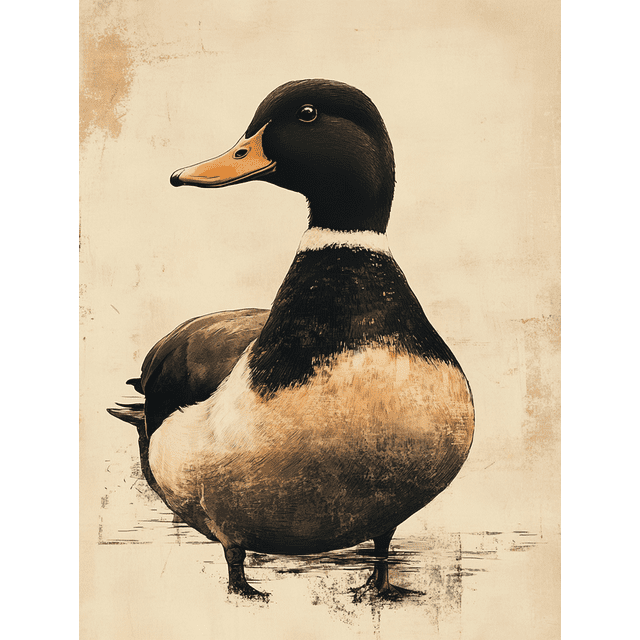 Qisvanset 12x16 Inch 2D Flat Framed Canvas Art, Vintage Duck Sketch Farm Rustic Nursery Home Wall Art Decor