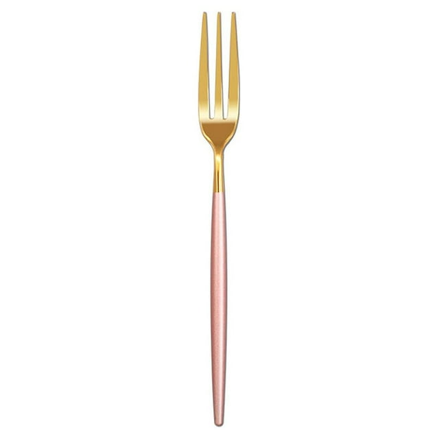 yingyy Fruit Fork Snack Cake Candy Mirror Surface Tableware Kitchen Gadgets Solid Toothpicks Party Accessories Gold Pink gold