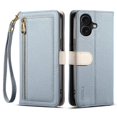 thumbnail image 1 of ESEBLE E11 For iPhone 17 Case Zipper Pocket Litchi Texture Leather Phone Cover with Mirror and Wrist, 1 of 5