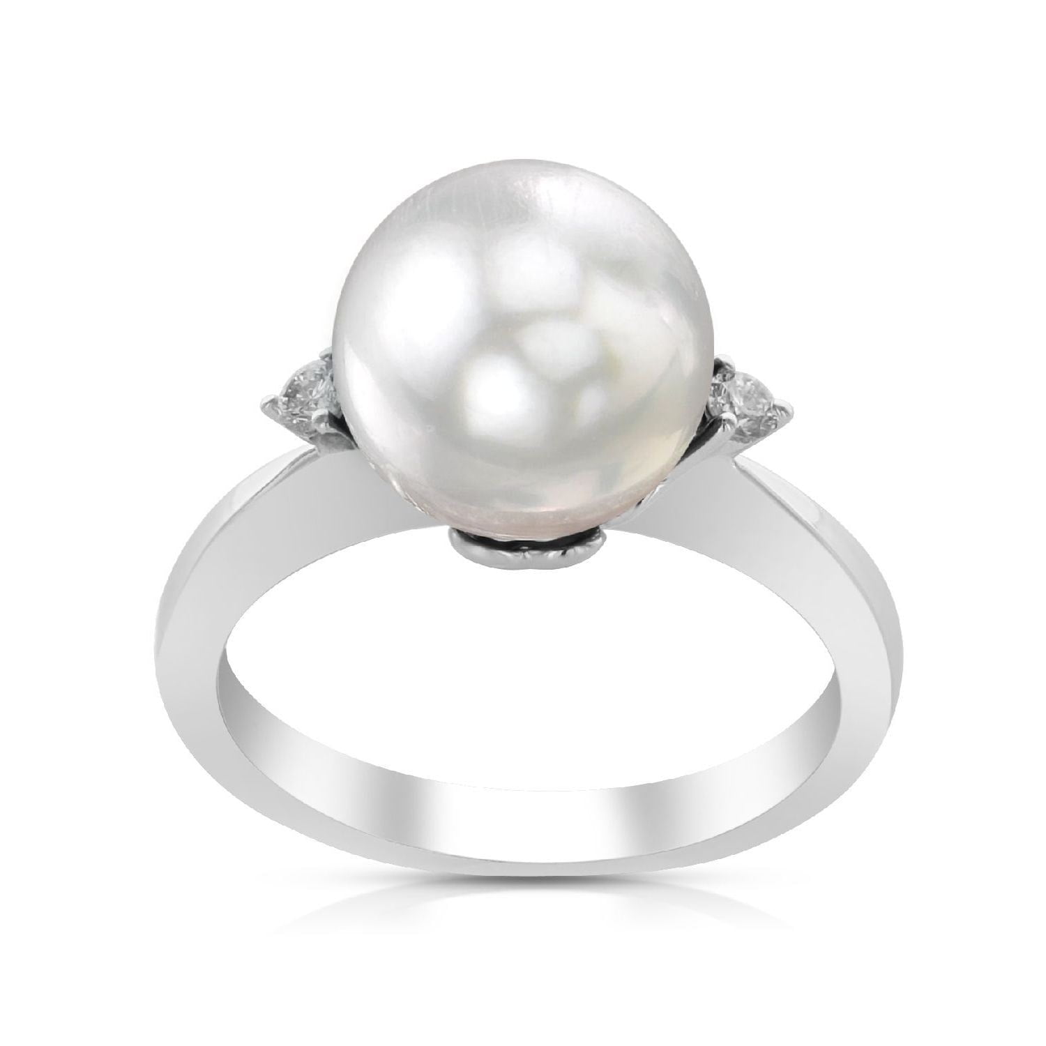 Radiance Pearl 14k White Gold White South Sea Pearl and Diamond Ring (G-H, SI1-SI2) by Overstock