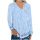 thumbnail image 1 of Blusa delgada de manga larga con cuello en V y empalme de encaje de Color sólido a la moda para mujer Pompotops gfhjh11902, 1 of 7