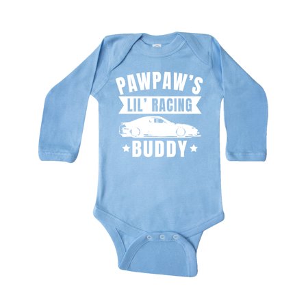 

Inktastic Pawpaw s Lil Racing Buddy with Car Silhouette Gift Baby Boy or Baby Girl Long Sleeve Bodysuit