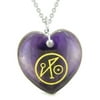 Archangel Michael Sigil Magic Amulet Planet Energy Puffy Heart Purple Quartz Pendant 22 inch Necklace