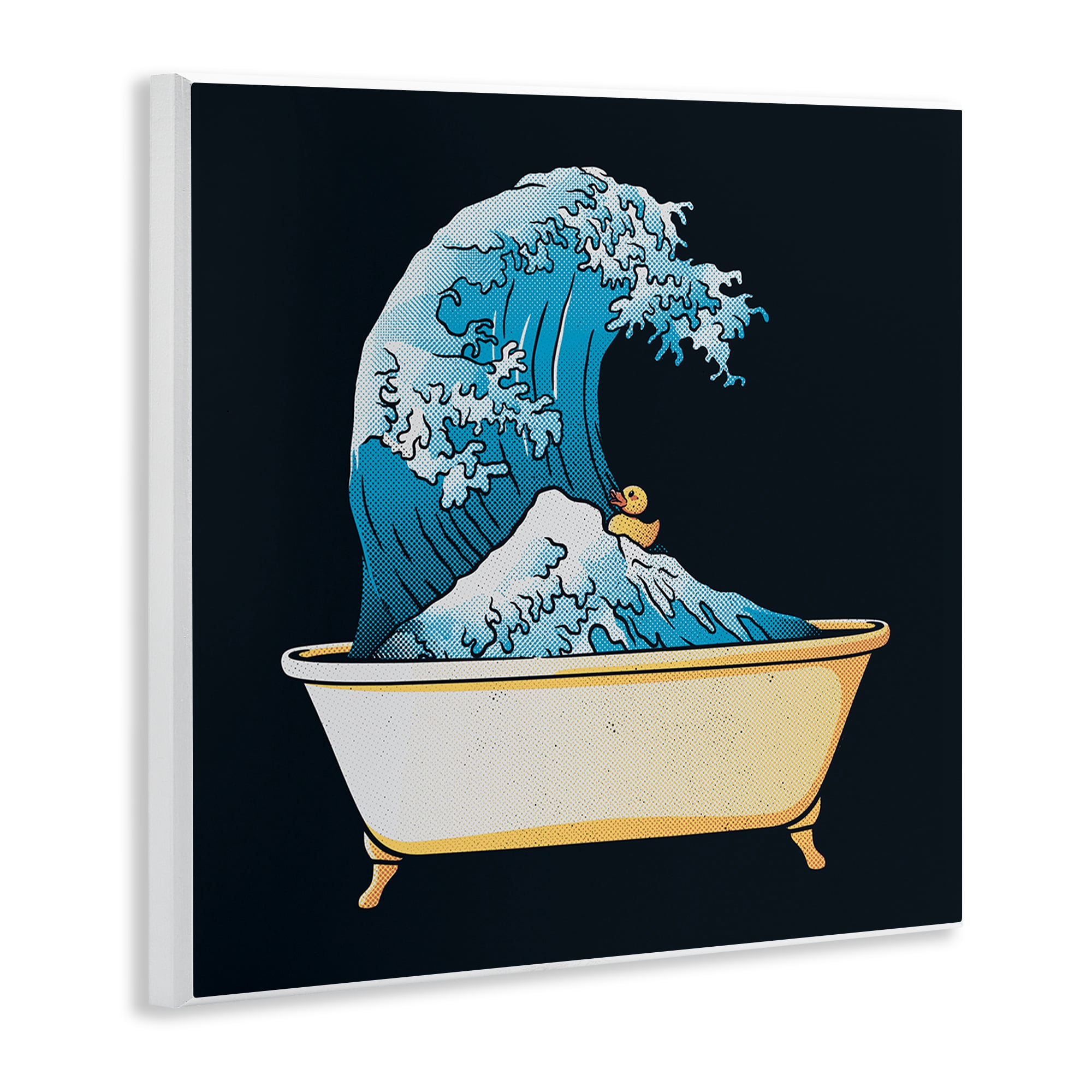 Stupell Industries Bathtub with Kanagawa Wave Wall Plaque Art, design by Tobe Fonseca