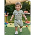 thumbnail image 4 of BemeyourBBs Baby Boys Girls Football Birthday Outfits 1st Years Old Birthday Clothes Short Sleeve Soccer Embroidery Striped Romper Top with Pockets Shorts 2Pcs Set Infant Baby Boy Girl Summer Clothes, 4 of 9