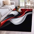 thumbnail image 3 of Abstract Water Ripple Area&nbsp;Rug 3x5ft Red Black White Stitching Non-Slip&nbsp;Washable Square&nbsp;Rugs Soft Felt Indoor Floor Mat for Bedroom Kitchen Living Room Bathroom, 3 of 9