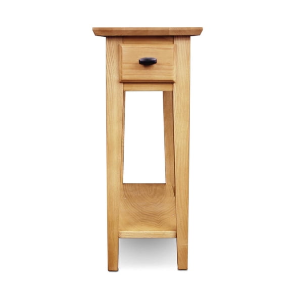 Narrow Side Table with Drawer & Shelf - Compact Accent Table, 24" Tall, Solid Wood, Small Space Furniture