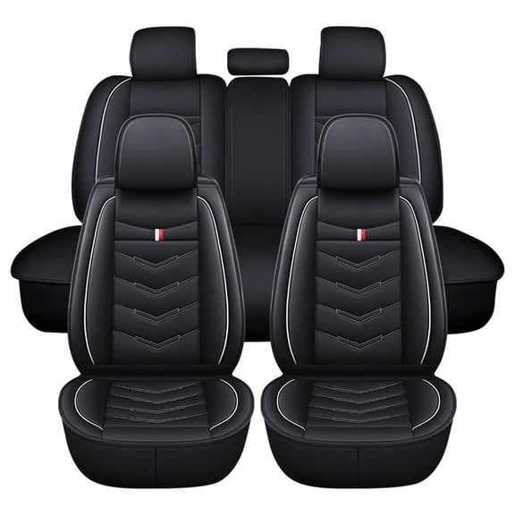 Maidao Car Seat Covers Five Seats Full Set PU Leather High Back Split Bench Car Seat Cover Waterproof Suitable for All Set