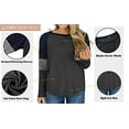 thumbnail image 3 of LANREMON Fall Casual Crew Neck Oversized T Shirts for Women Cute Striped Long Sleeve Plus Size Tunic Tops Blouse Darkgray 20 Plus, 3 of 6