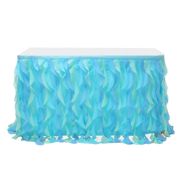 Transemion Tulle Skirt Embellished With Wedding Shower Baby Shower Table Material and Suitable for Square and Circular Table blue