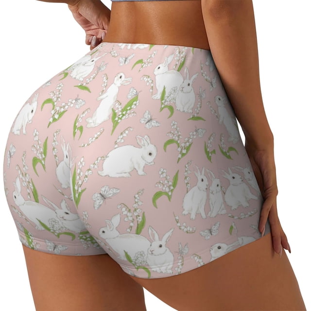 Fotbe Rabbit Shorts Sin Costuras – Shorts Deportivos de Cintura Alta para Mujer, Elásticos para Gimnasio, Yoga, Running o Ciclismo-Small