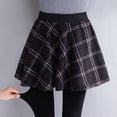thumbnail image 4 of Leggings de vellón de dos piezas falsos, pantalones de una pieza ajustados y gruesos con cuadros escoceses para mujer, 4 of 4