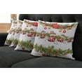 thumbnail image 5 of Ambesonne Christmas Throw Pillow Cover 4 Pack, Flowers Socks and Bells, 24", Orange Red Green, 5 of 5