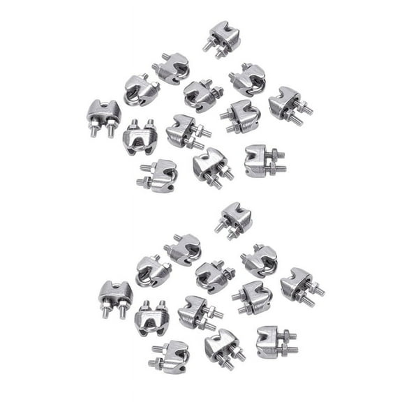 2mm 1/16 Inch Stainless Steel Wire Rope Cable Clamp Fastener 24Pcs