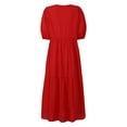 thumbnail image 4 of ZANZEA Women Short Sleeved Kaftan Long Dress Solid Color Ruffled Maxi Dresses, 4 of 11